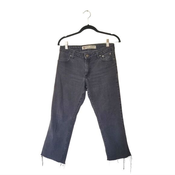 Harley Davidson Black Ridgid Denim Crop Jeans - Picture 1 of 6